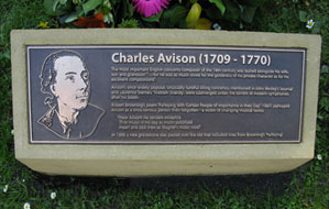 Charles Avison's Graveside Plaque
